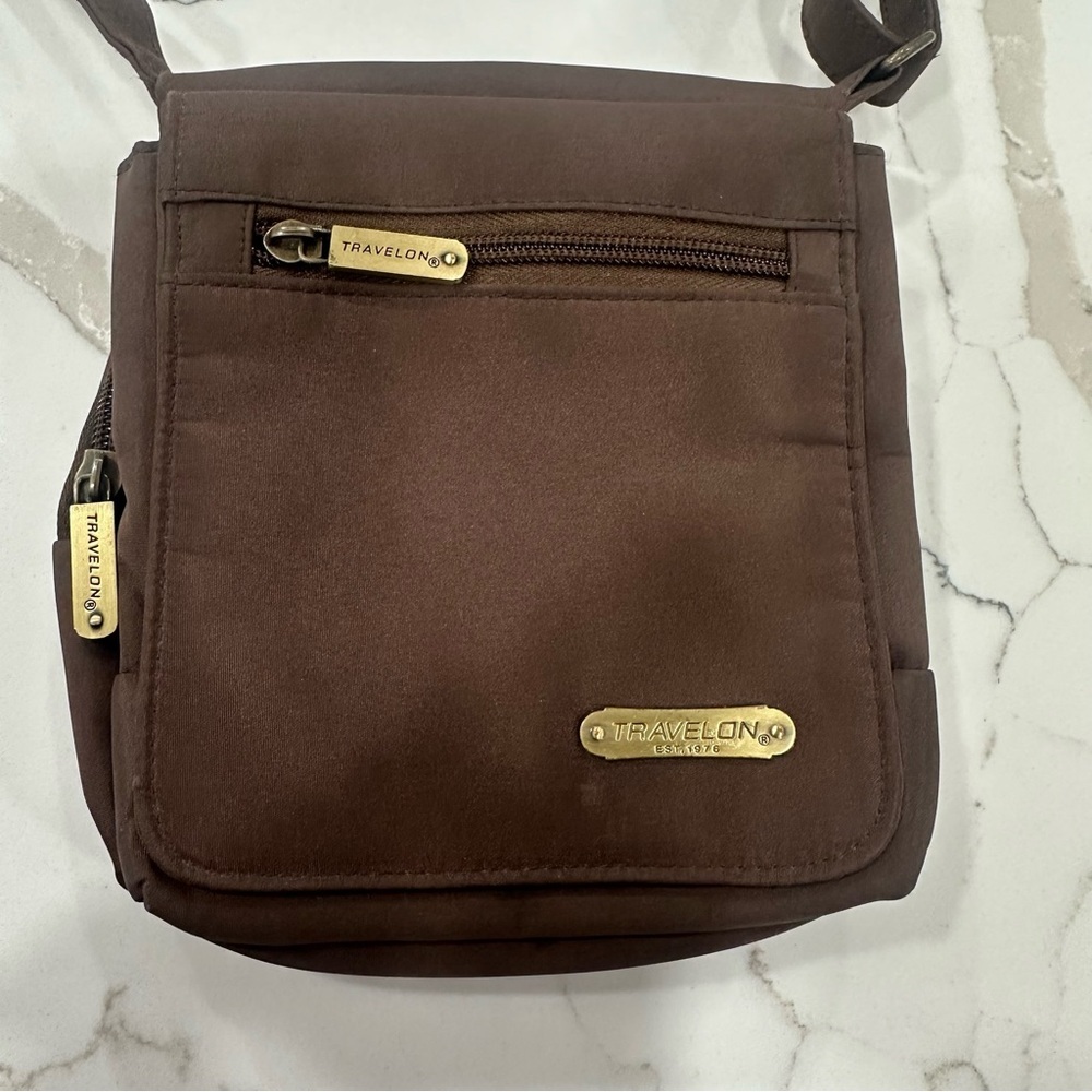 Travelon Anti-Theft Classic Crossbody Bag - Brown with LED Light